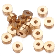 Spacer - rondel. Forgyldt messing. 6 x 2 mm. Ca. 25 stk.